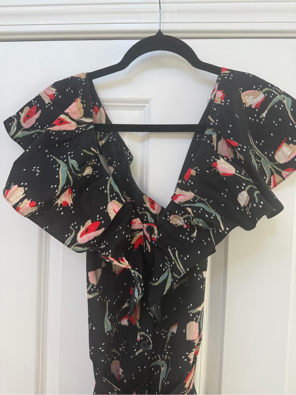 REBECCA TAYLOR size 4 Dress Ikat Tulip Poplin Midi Button Up